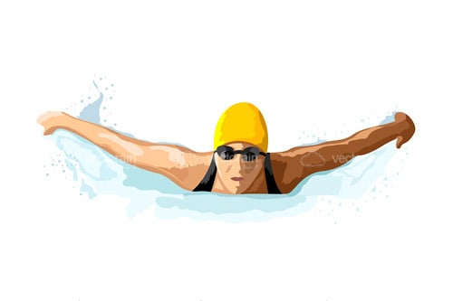 Hand Drawn Female Swimmer